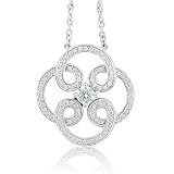 14k White Gold Filigree Diamond Pendant Necklace (G-H, SI, 1.00 carat)