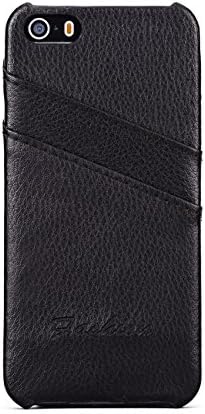 Hwisdom Iphone 5 5s 5c Case Premium Genuine Leather Wallet Case with Credit Card Id Holders for Iphone 5 5s 5c (Iphone 5 5s 5c -Black)
