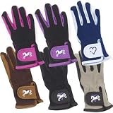 Ovation Kids Hearts & Horses Riding Gloves - Size:B [12-14] Color:Pink/Black