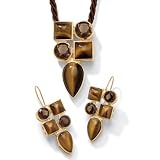 Smoky Quartz/Tiger's-Eye Pendant and Earring Set