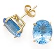 14K OVAL BLUE TOPAZ EARRINGS 10X8 MM