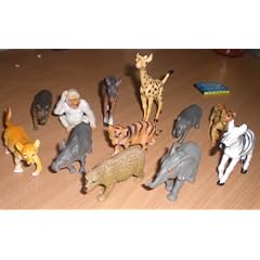 12er Set Zootiere - 12fach sortiert - ca. 70-80 mm, Kunststoff (Tiger, Giraffe, B�r, L�we, Nilpferd, Elefant, Zebra, Affe, Gepard, Nashorn, Wildschwein und Elch)