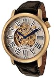ROTARY Watches:Men's Swiss Made Skeleton Automatic Silver and See Thru Skeleton Dial Black Leather
