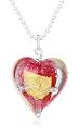 Martick Pink with 22ct Gold Leaf Murano Glass Heart on 16" Silver Ball Chain