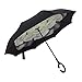 Windproof Reverse Folding Double Layer Inverted Umbrella and Self Standing Inside Out Rain Protection Umbrella with C-shaped Hands Free Handle, Best Compact Travel Umbrella