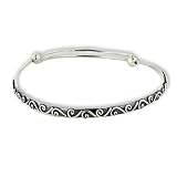 Sterling Silver Balinese Swirl Adjustable Bangle Bracelet by Sajen