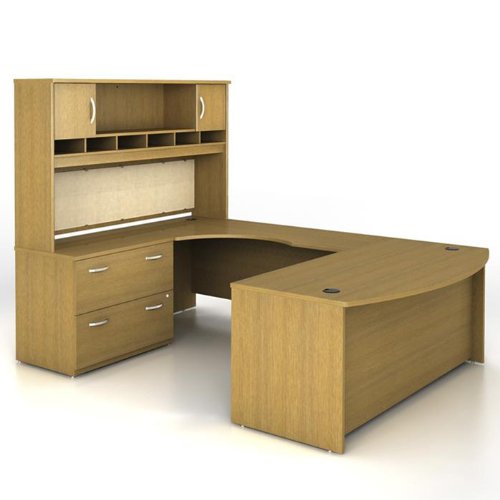Bush Business Furniture Series C Professional Configuration, Overall 6-Foot 11-Inch by 5-Foot 11-Inch, Left, Warm Oak Finish