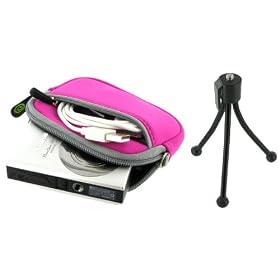 Sleeve Case (Magenta) and Tripod for Sony Cyber-shot DSC-T90 Digital Camera Pink