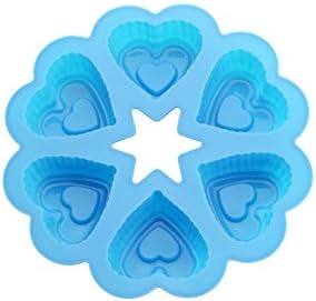QooWare 6-Cavity Heart Series 100% Silicone Baking Mold- Rust Resistant, Odorless, Non-Teflon Bakeware(pack of 2)