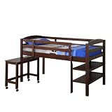 WE Furniture Twin Wood Loft Bed with Desk, Espresso
