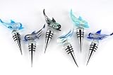 Dolphins Design Wine Glass Bottle Stopper Top Cork Plug Screw Silver