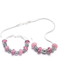 Dreams Come True Charm Bracelet and Necklace Gift Set Girls Pandora Style Gift Boxed