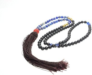 108 Bead Yoga Mala Obsidian and King Stone Tassel Necklace/Bracelet