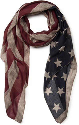 styleBREAKER Vintage Design USA Flaggen Muster Schal, Stars and Stripes, Unisex 01016084, Farbe:Beige
