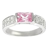 Tressa Sterling Silver Pink and White Cubic Zirconia Ring