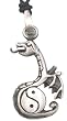 Yin Yang Winged Dragon Pewter Pendant Necklace