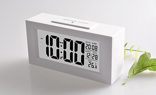 HOTGEE® Digital Travel Alarm Clock,Home Alarm Clock,Morning Clock with Soft LED Nightlight and Snooze,Time/Date/Temperature Display (White)
