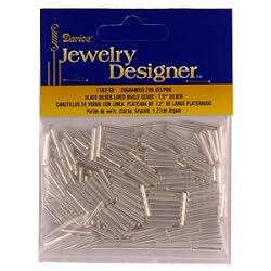 1/2 In. Silver Lined Glass Bugle Beads, Silver, 20 Gram/Pkg