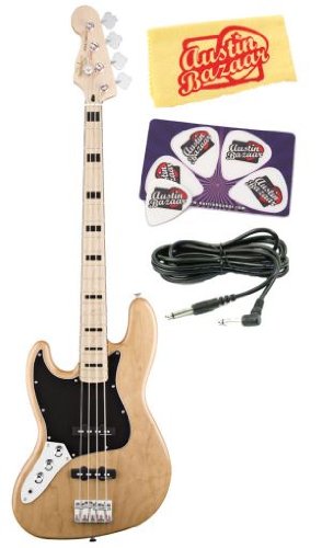 Squier by Fender Vintage Modified Jazz Bass 70s Bundle with Strap, 10 Foot Instrument Cable, Pick Card, and Polishing Cloth Natural, Left Handed, Maple Fretboard 41ts yM7jXL Squier by Fender Vintage Modified Jazz Bass 70s Bundle with Strap, 10 Foot Instrument Cable, Pick Card, and Polishing Cloth Natural, Left Handed, Maple Fretboard