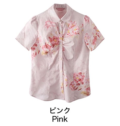 (マジュン) MAJUNかりゆしウェア(沖縄版アロハシャツ) レディース ペタル袖　胸元ギャザ 琉球椿麗華