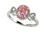 2.04 cttw Fancy Pink CZ Engagement Ring with Diamonds by Zoe R(tm) - White Gold