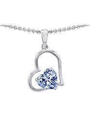 Original Star K (tm) 7mm Heart Shape Simulated Aquamarine Pendant in .925 Sterling Silver