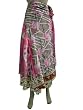 Women Boho Baby Pink Wrap Skirt Printed Reversible Multi Wear Silk Sari Skirts