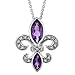 Amethyst and Diamond Fleur-de-lis Pendant title=