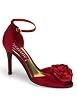 Women's 3 3/4 Inch Peep Toe Ankle Strap Sandal With Rose Ornament