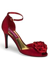 Women's 3 3/4 Inch Peep Toe Ankle Strap Sandal With Rose Ornament