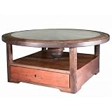 Teak Wood Desperado Coffee Table With Glass Top