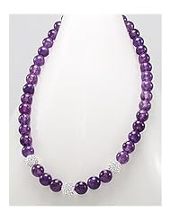 Semi GemStone Beads Necklace In 92.5 Sterling Silver