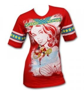  Wonder Woman Juniors Hockey Red T-Shirt