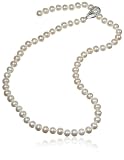 Freshwater 9-9.5mm Cultured Pearl Necklace w/ Floating Cubic Zirconia Clasp, 25