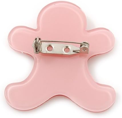 Baby Pink Austrian Crystal Acrylic 'Gingerbread Man' Brooch - 45mm Length