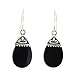 Sterling Silver Bali Teardrop Onyx Earrings title=