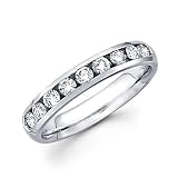 14k White Gold Channel Set 5 Round Diamond Womens Wedding Ring Band .29ct (G-H Color, SI2 Clarity)