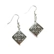 Tibetan Buddhist Prayer Wheel Diamond Shaped Dangle Earrings