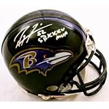 RAY LEWIS BALTIMORE RAVENS SIGNED AUTOGRAPHED MINI HELMET MATCHING HOLOGRAMS NUMBERS AND COA