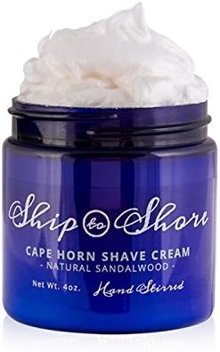 Ship to Shore Cape Horn Shave Cream, 4 Oz. Jar - Luxurious Lather Softens Whiskers - Super Close Shave - Natural and Certified Organic Ingredients - Paraben Free, No Animal Testing