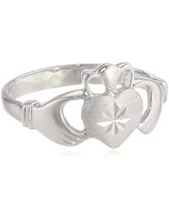 14k White Gold Claddagh Ring, Size 7