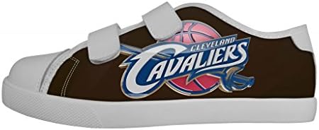 NBA Cleveland Cavaliers Team Logo Kid Girl's Canvas Shoes Velcro Nonslip Fashion Sneakers