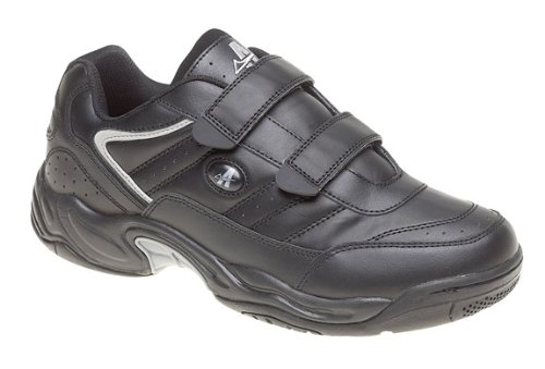 Ascot Mens New Black Wide Fitting Leather Trainers UK Size 9