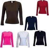 Damen Longsleeve ( Langarm ) T-Shirt von Fruit of the Loom mit Crew Neck ( schmaler Kragen ) in 6 Farben und den Grössen XS, S, M, L und XL
