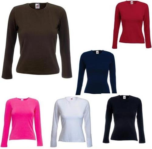 Produkt-Bild: Damen Longsleeve ( Langarm ) T-Shirt von Fruit of the Loom mit Crew Neck ( schmaler Kragen ) in 6 Farben und den Gr&ouml;ssen XS, S, M, L und XL
