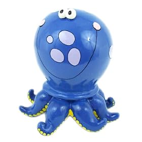 Blue Polka Dot Octopus Savings Money Bank Piggy