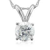 14kWhiteGoldSolitaireDiamondPendantNecklace(HI,I1-I2,0.50carat)