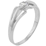 Sterling Silver Cz Trident Wedding Anniversary Band Ring