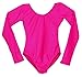 American Dance Theater Child Scoop Neck Long Sleeve Leotard Bright Hot Pink