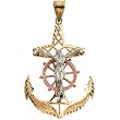 14K Tri-Color Gold Mariner's Crucifix Pendant - 43.00x32.50mm
